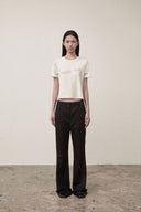 DIAGONAL LOGO REVERSIBLE CROP TOP IN IVORY image 19