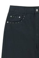 STUD POINT COLOR DENIM PANTS IN NAVY image 4