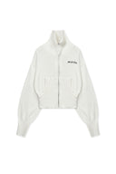 HIGH NECK EMBROIDERED LOGO ZIP UP FOR WOMEN IN IVORY image 10
