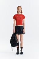 DUSTY TYPO GRAPHIC CROP TOP IN CHARCOAL GREY image 4