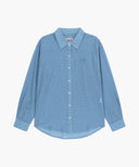 W PATTERN SHEER SHIRT IN BLUE image 6