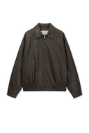 SMALL LOGO FAUX LEATHER ZIP UP JUMPER IN BROWN image 12