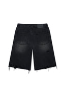 DESTROYED BERMUDA DENIM PANTS FOR MEN IN BLACK image 12