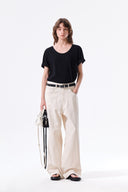 STUD POINT COLOR DENIM PANTS IN CREAM image 9