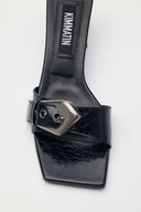 BUCKLE POINT SLIDE HEELS IN BLACK image 7