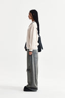 BACK LOGO COLLAR KNIT TOP FOR WOMEN IN IVORY image 16