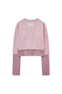 LAYERED TEXTURE KNIT CARDIGAN IN LILAC image 12