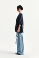 RAW CUT GRAFFITI LOGO TOP IN NAVY image 6