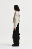 FAUX LEATHER OUTPOCKET JUMPER IN LIGHT GRAY image 16