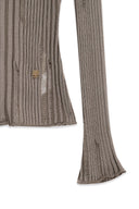 LOGO POINT DAMAGE SLIM HOODY CARDIGAN IN KHAKI BROWN image 14