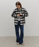 CLASSIC LOGO OVERSIZED FLANNEL CHECK SHIRT JACKET IN BLACK image 4