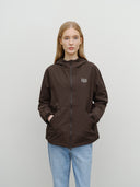 CLASSIC LOGO HOODED WINDBREAKER IN BROWN