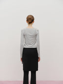 W LAYERED SHEER JERSEY LONG SLEEVE IN SKY BLUE image 8