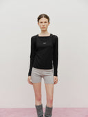 W LAYERED SHEER JERSEY LONG SLEEVE IN BLACK