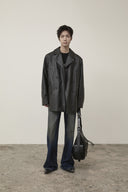 FAUX LEATHER DOUBLE JACKET FOR MEN IN BLACK image 9