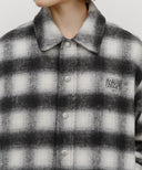 CLASSIC LOGO OVERSIZED FLANNEL CHECK SHIRT JACKET IN BLACK image 3