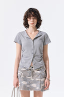 SIDE SHIRRING BUTTON TOP IN GRAY image 17