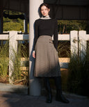 W SIDE BUCKLE PLEATED MIDI SKIRT IN BROWN image 17
