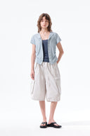 SIDE SHIRRING BUTTON TOP IN LIGHT BLUE image 10