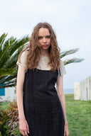 HOOK AND EYE LAYERED LONG DRESS IN BLACK image 11