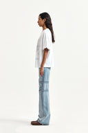PANEL SEMI WIDE DENIM PANTS IN LIGHT BLUE image 6