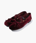 W CROSS BANDING VELVET FLAT SHOES IN BURGUNDY image 7