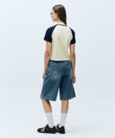 W LONG BERMUDA DENIM PANTS IN LIGHT BLUE image 5