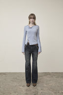 SNAP DETAIL SLIM TOP IN LIGHT BLUE image 6