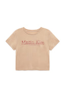STAMP LOGO GRAPHIC CROP TOP IN BEIGE image 1