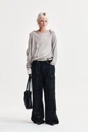 WEAVING LONG SLEEVE TOP IN LIGHT GRAY image 8