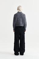 BOUCLE KNIT ZIP UP CARDIGAN IN CHARCOAL GREY image 17