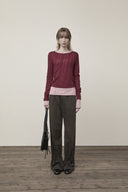DIAGONAL TEXTURE KNIT TOP IN BURGUNDY image 11