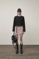 POCKET FOLDOVER WRAP MINI SKIRT IN INDIAN PINK image 11