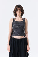SQUARE NECK CROPPED TANK TOP IN CHARCOAL GREY image 6