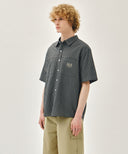 M CHECK HALF SLEEVE SHIRT IN DARK NAVY image 2