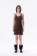 OPEN BACK RIBBED KNIT DRESS IN BROWN image 12