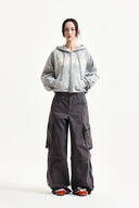 GRAFFITI LOGO CROP HOODY ZIP UP IN GRAY image 19