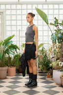 UNBALANCE FLARE FOLDING SKIRT IN BLACK image 20