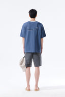 TONAL RIB BACK LOGO TOP FOR MEN IN SMOKE BLUE image 7