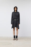 BACK OPEN HOODY JERSEY DRESS IN CHARCOAL GREY image 6