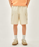 KIDS COTTON CARGO SHORTS IN CREAM image 12