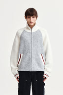 HIGH NECK RAGLAN KNIT ZIP UP FOR MEN IN IVORY image 5