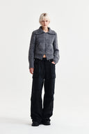 BOUCLE KNIT ZIP UP CARDIGAN IN CHARCOAL GREY image 18