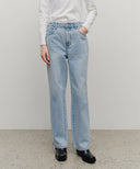 W HIGH STRAIGHT DENIM PANTS IN LIGHT BLUE image 13