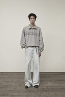 CUT OUT HALF ZIP SWEATSHIRT FOR MEN IN GRAY image 11
