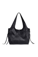 SIDE STRING LEATHER BIG SHOULDER BAG IN BLACK image 2