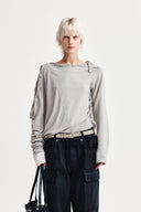 WEAVING LONG SLEEVE TOP IN LIGHT GRAY image 10