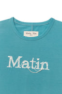 STITCH PRINTING DETAIL CROP TOP IN TURQUOISE BLUE image 12