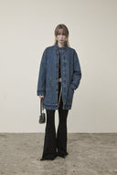 POCKET POINT MIDI DENIM JUMPER IN BLUE image 19