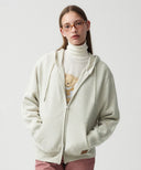 HOODIE ZIP-UP CARDIGAN IN IVORY image 1